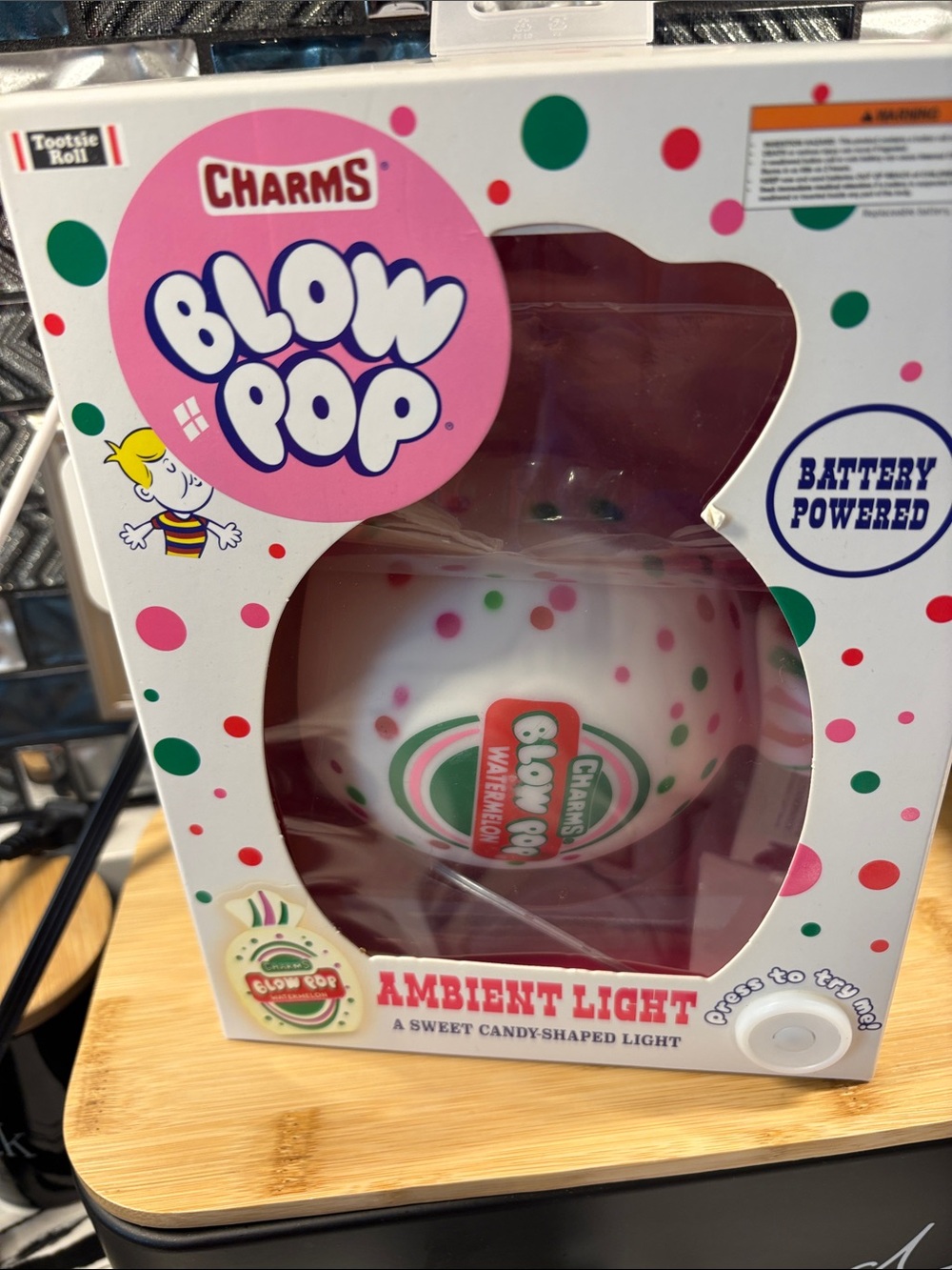 Charms Blow Pop Ambient Light - Pink & White Polka Dot Candy Light
